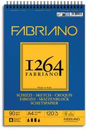 Fabriano Blocco 1264 Per Schizzi A4 Gr.90/Mq Fogli 120 Spiralato Lato Corto