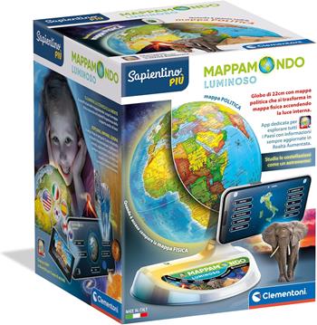 Clementoni Sapientino Pi&#249; - Mappamondo Luminoso, Gioco Educativo per Bambini dai 7 Anni in su, Globo Educativo 22cm  Clementoni 2025 | Libraccio.it