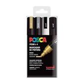 Posca marcatore punta media 4 pz colori metal assortiti