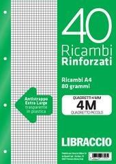 Ricambi rinforzati Libraccio 40 fogli. Quadretti piccoli 4 mm  Libraccio 2020 | Libraccio.it