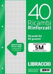 Ricambi rinforzati Libraccio 40 fogli. Quadretti grandi 5 mm