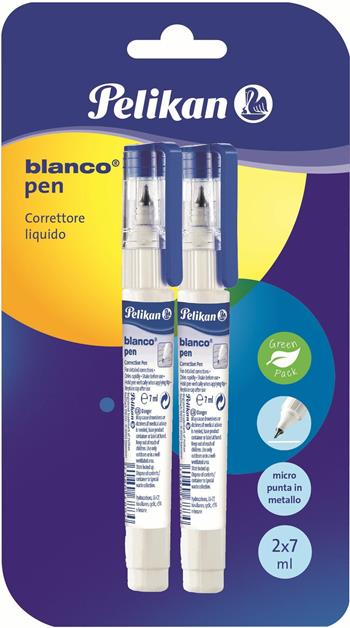 Correttore liquido Pelikan a penna Blanco pen 7 ml. Confezione da 2 pezzi. Punta fine in metallo, senza solventi  Pelikan 2020 | Libraccio.it