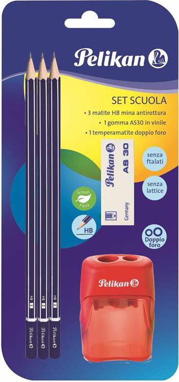 Kit scuola Pelikan. Con 3 matite grafite HB, 1 gomma vinile AL30 e 1 temperino doppio  Pelikan 2021 | Libraccio.it