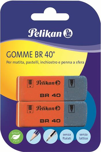 Gomma in caucci&#249; Pelikan BR40 rossa blu. Confezione da 2 pezzi  Pelikan 2021 | Libraccio.it