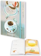 AGENDA SETTIMANALE Goccioline 2026, GRIGIO/AZZURRO Tazzina di caff&#232; - 13 x 9,5 cm