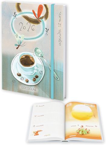 AGENDA SETTIMANALE Goccioline 2026, GRIGIO/AZZURRO Tazzina di caff&#232; - 13 x 9,5 cm  Akena 2025 | Libraccio.it