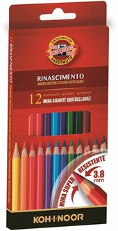Pastelli acquarellabili Mondeluz Koh-I-Noor con mina gigante 3,8 mm. Confezione 12 matite colorate