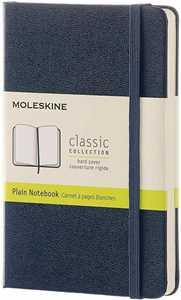 Taccuino Moleskine pocket a pagine bianche copertina rigida blu. ...
