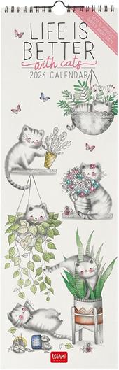 Calendario 2026 da Parete  - Sketchy Cats - 16 x 49 cm