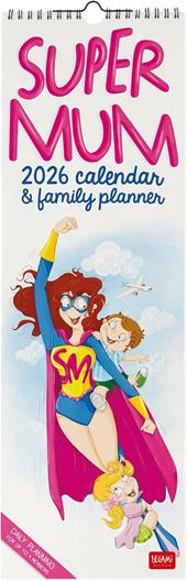 Calendario 2026 da Parete  - Super Mum - 16 x 49 cm