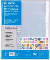 Colourbook 50 Buste Forate A4 per Raccoglitori, Spessore Rinforzato Antistrappo, Trasparenza Crystal Clear