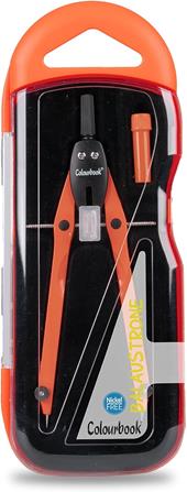 Colourbook Balaustrone Fluo, Compasso Disegno Tecnico Con Vite Micrometrica, Set Con Astuccio Rigido E Tubetto Mine