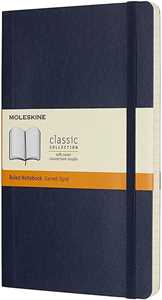 Taccuino Moleskine large a righe copertina morbida blu. Sapphire Blue