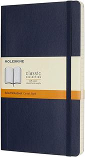 Taccuino Moleskine large a righe copertina morbida blu. Sapphire Blue
