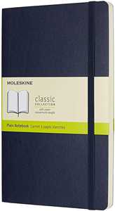 Image of Taccuino Moleskine large a pagine bianche copertina morbida blu. ...