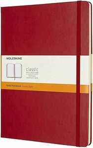 Taccuino Moleskine XL a righe copertina rigida rosso. Scarlet Red
