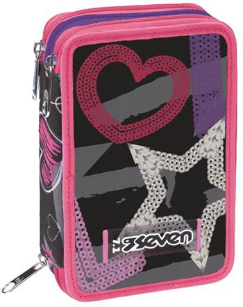 Astuccio 3 Zip Seven Draft Heart, Jet Black  Seven 2024 | Libraccio.it