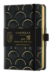 Agenda Castelli Milano ART DECO Gold-Art Deco Diary 2024 9x14 cm Settimanale c/note Copertina Rigida Colore 160 Pag