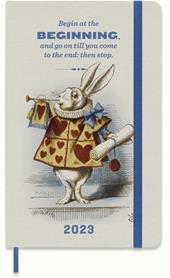 Agenda settimanale Moleskine 2023, 12 mesi, Large, Alice in Wonderland, mandorla, coniglio, con spazio per note - 13 x 21 cm