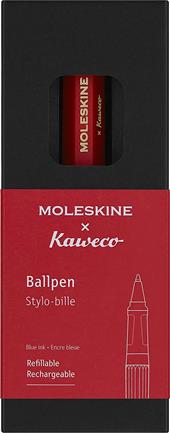 Moleskine x Kaweco, Penna a Sfera Ricaricabile Ricaricabile con 1,0 mm di Inchiostro Blu Incluso, Colore Rosso