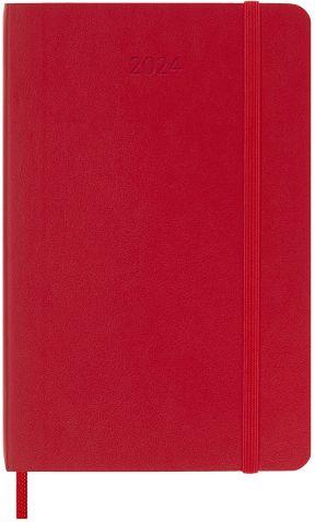 Agenda Moleskine settimanale 2024, 12 mesi, Pocket, copertina morbida,  Rosso scarlatto - 9 x 14 cm