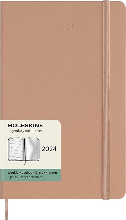 Agenda Moleskine settimanale 2024, 12 mesi, Large, copertina rigida, Marrone 13 x 21 cm