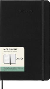 Agenda settimanale Moleskine 2025-26, con spazio per note 18 mesi, Large, Copertina rigida, Nero - Large 13x21