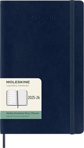 Agenda settimanale Moleskine 2025-26, con spazio per note 18 mesi, Large, Copertina morbida, Blu zaffiro - Large 13x21
