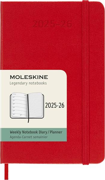 Agenda settimanale Moleskine 2025-26, con spazio per note 18 mesi, Pocket, Copertina rigida, Rosso scarlatto - Pocket 9x14  Moleskine 2025 | Libraccio.it