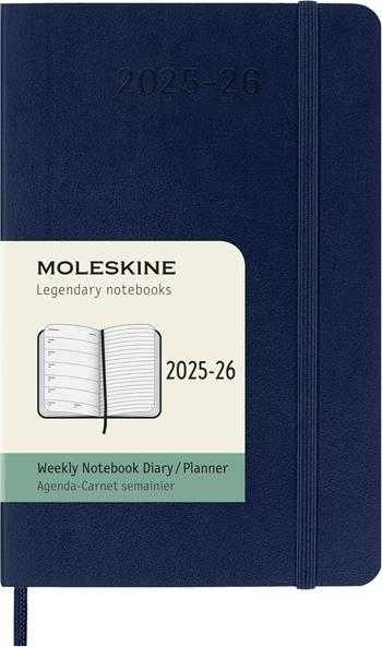 Agenda settimanale Moleskine 2025-26, con spazio per note 18 mesi, Pocket, Copertina morbida, Blu zaffiro - Pocket 9x14  Moleskine 2025 | Libraccio.it