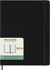 Agenda settimanale Moleskine 2025-26, con spazio per note 18 mesi, XL, Copertina rigida, Nero - XL 19x25