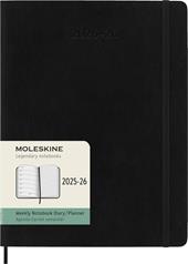 Agenda settimanale Moleskine 2025-26, con spazio per note 18 mesi, XL, Copertina morbida, Nero - XL 19x25