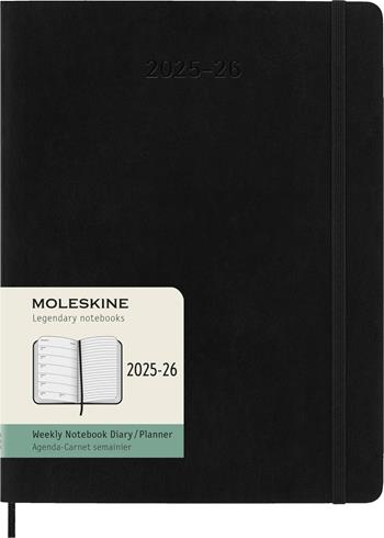 Agenda settimanale Moleskine 2025-26, con spazio per note 18 mesi, XL, Copertina morbida, Nero - XL 19x25  Moleskine 2025 | Libraccio.it