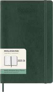 Agenda settimanale Moleskine 2025-26, con spazio per note 18 mesi, Large, Copertina soft, Verde mirto - Large 13x21