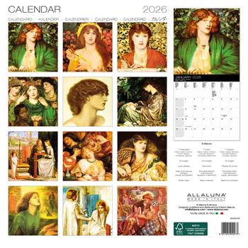 Calendario da muro Rossetti Allaluna - 30 x 30 cm  Allaluna 2025 | Libraccio.it
