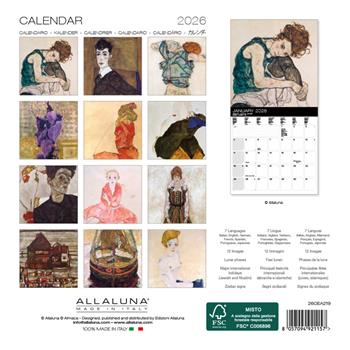 Calendario da muro Schiele Allaluna - 18 x 18 cm  Allaluna 2025 | Libraccio.it