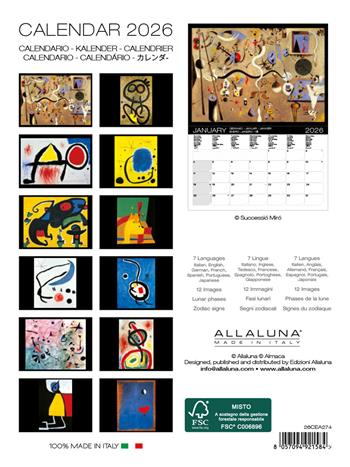 Calendario da muro Miro Allaluna - 15 x 20 cm  Allaluna 2025 | Libraccio.it