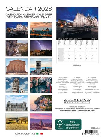 Calendario da muro Italy Allaluna - 15 x 20 cm  Allaluna 2025 | Libraccio.it
