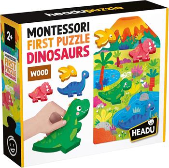Headu - Montessori First Puzzle Dinosaurs, Grandi pezzi e grandi sagome di legno  Headu 2025 | Libraccio.it