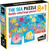 HEADU - Puzzle 8+1 The Sea - Grandi pezzi double-face - Puzzle Educativo per Bambini dai 2 ai 5 anni, Made in Italy | IT60964