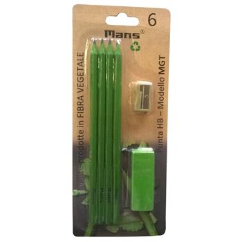 4 Matite in Guscio di noci + temperino + gomma  Mans | Libraccio.it