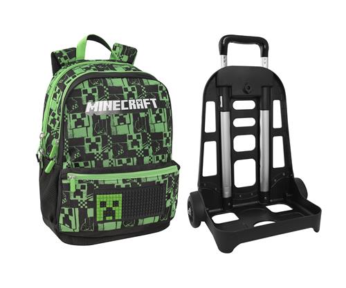 Bioworld Set Zaino Minecraft Con Lunchbox E Astuccio – 40 Cm – 4 Pezzi Ufficiali Per Bambini, Multicolore