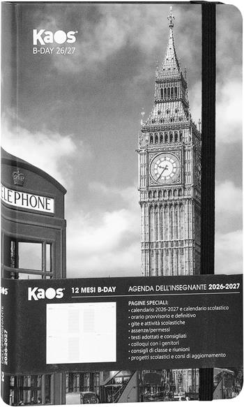 Agenda 2026-2027 Insegnanti Bigiornaliera Kaos 12 mesi 13x21 cm - Londra  Kaos 2026 | Libraccio.it