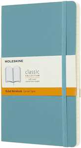 Taccuino Moleskine large a righe copertina morbida azzurro. Reef Blue