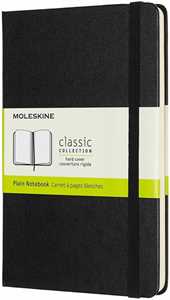 Taccuino Moleskine medium a pagine bianche copertina rigida nero....