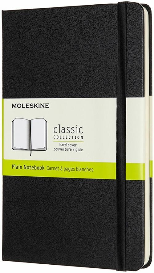 Taccuino Moleskine medium a pagine bianche copertina rigida nero. Black  Moleskine 2019