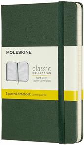 Taccuino Moleskine pocket a quadretti copertina rigida verde. Myrtle Green