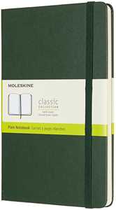 Taccuino Moleskine large a pagine bianche copertina rigida verde....