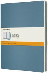 Quaderno Cahier Journal Moleskine XL a righe azzurro. Brisk Blue. Set da 3