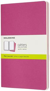 Quaderno Cahier Journal Moleskine large a pagine bianche rosa. Kinetic Pink. Set da 3